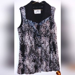 Women's Vintage Faux Frenzi By Dena Button Up Faux Fur & Wool Lined Vest.